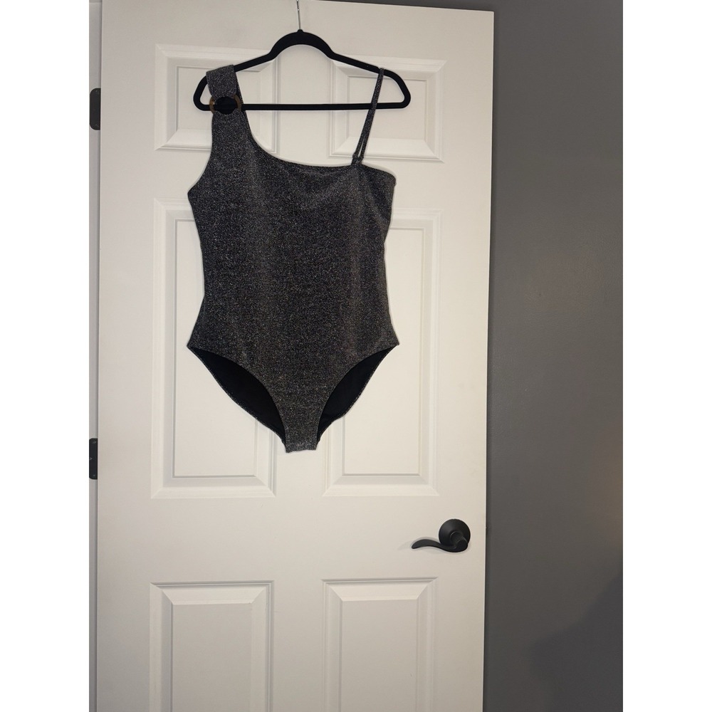 Coral Reef Ripple One Piece Swimsuit Black Shimmer Xl 14/16 Nwt
